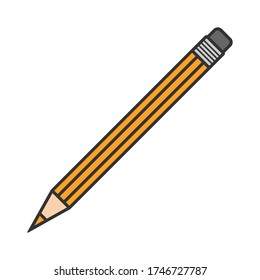Icono de lápiz. Silueta de colores. Ilustración plana vectorial. Objeto aislado sobre un fondo blanco. Aislar.