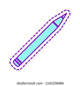 Pencil icon. Colored sketch with dotted border on white background