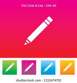 Pencil Icon in Colored Square box. eps-10