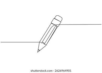 Icono de lápiz continuo de una línea de dibujo aislar Ilustración vectorial de contorno