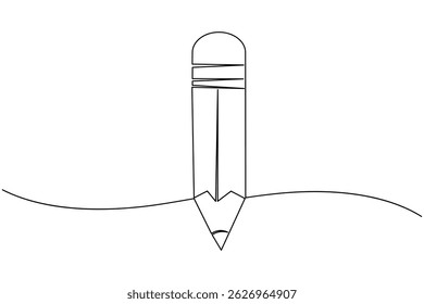 Pencil icon continuous one line drawing isolate outline vector illustration