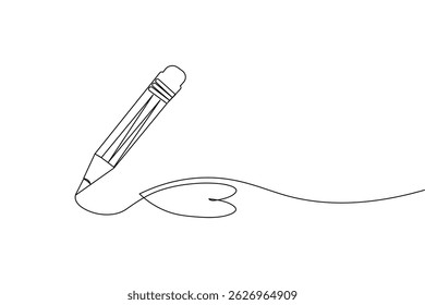 Bleistift Symbol durchgehende einzeilige Zeichnung isolieren Umriss Vektorgrafik