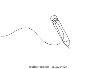 Icono de lápiz continuo de una línea de dibujo aislar Ilustración vectorial de contorno