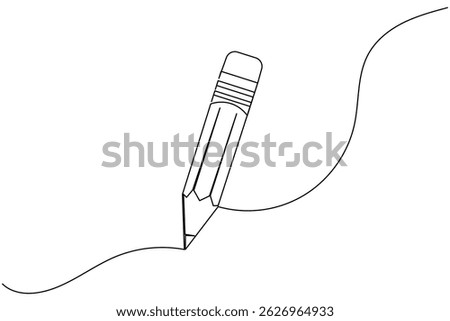 Pencil icon continuous one line drawing isolate outline vector illustration