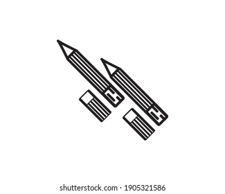 Bleistift-Symbol-Design
 und einfache Radiergummi, die für die Verpackung von Stiften und Radiergummis, für die Werbung für Bleistift- und Radierprodukte usw. verwendet werden.