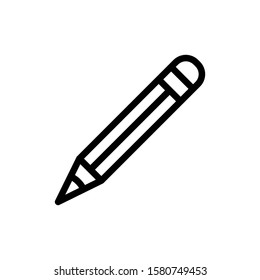 Pencil icon design template, outlined style, editable stroke
