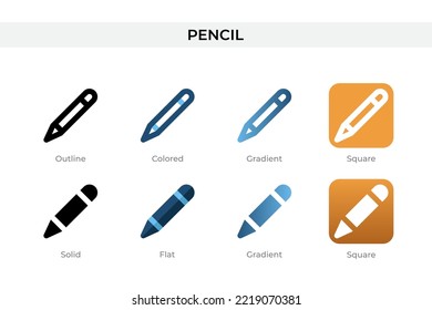 pencil icon in different style. pencil vector icons designed in outline, solid, colored, gradient, and flat style. Symbol, logo illustration. Vector illustration