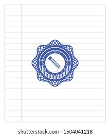 pencil icon draw with pen effect. Blue ink. Vector Illustration. Detailed.