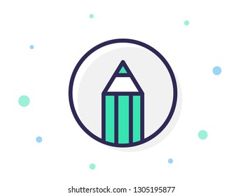 Pencil icon, drawing, art, outline style