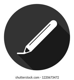 Pencil icon. Pencil for drawing flat icon. Round icon with shadow