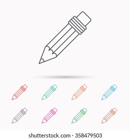 Pencil icon. Drawing tool sign. Linear icons on white background.