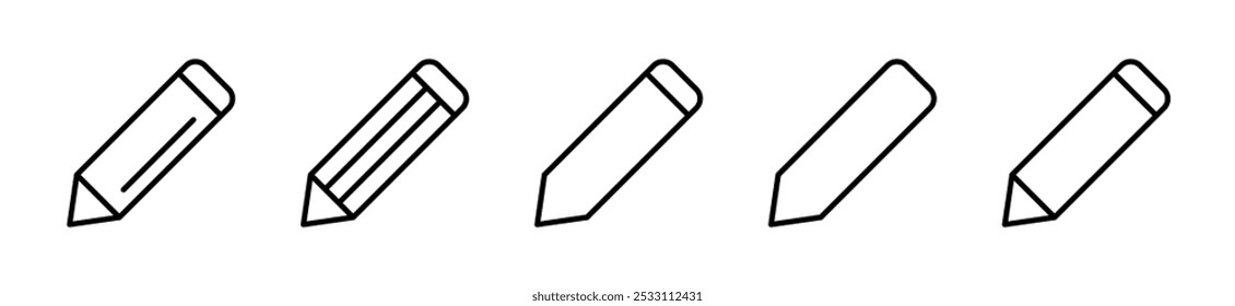 Pencil icon. Edit icon set. Document edit icon. Text edit button. Editable stroke line icons. Vector illustration.