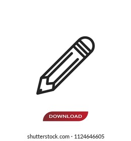 Pencil icon. Edit symbol. Draw sign, flat vector element isolated on white background. Simple vector illustration for graphic and web design.