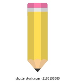 Pencil Icon. Eraser Pen Flat Design and Back to School Concept on White Background.
