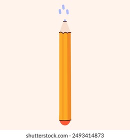 Pencil Icon. Eraser Pen Flat Design. Yellow pencil and wooden object for writing and drawing. Back to school, teacher's day concept. Design templates.Vector illustration EPS10.