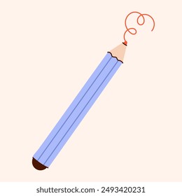 Pencil Icon. Eraser Pen Flat Design. Blue pencil and wooden object for writing and drawing. Back to school, teacher's day concept. Design templates.Vector illustration EPS10