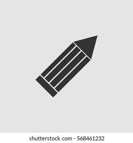 Pencil icon flat. Black pictogram on grey background. Vector illustration symbol