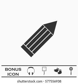 Pencil icon flat. Black pictogram on white background. Vector illustration symbol and bonus button