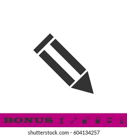 Pencil icon flat. Black pictogram on white background. Vector illustration symbol and bonus button