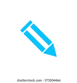 Pencil icon flat. Blue pictogram on white background. Vector illustration symbol