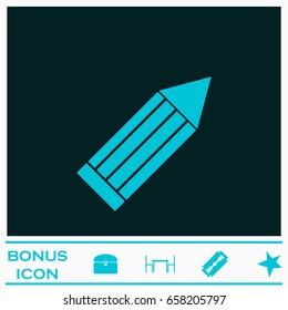 Pencil icon flat. Blue pictogram on dark background. Vector illustration symbol and bonus icons