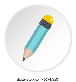 Pencil icon in flat circle isolated on white background vector illustration for web
