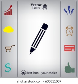 Pencil icon, flat design