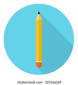 Pencil icon. flat design with long shadow