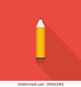 Pencil icon , Flat design style, vector illustration. long shadow icon.