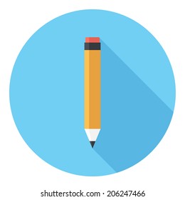 Pencil icon. Flat design style modern vector illustration. Isolated on stylish color background. Flat long shadow icon. Elements in flat design.
