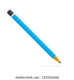 Pencil icon in flat design. Vector illustration. Pencil on white background with shadow.