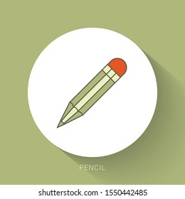 Pencil icon in flat design. Vector illustration. Pencil on white background