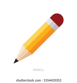 Pencil icon in flat design. Vector illustration. Pencil on white background