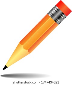 Pencil icon in flat design. Vector illustration. Pencil on white background with shadow.
