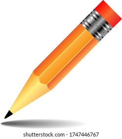 Pencil icon in flat design. Vector illustration. Pencil on white background with shadow.