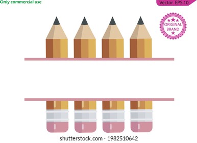 Pencil icon flat design vector isolated. Icons in flat style. Pencil in different designs. Pencil with Rubber eraser, Pencil with rubber eraser in modern simple flat design.