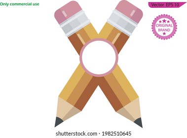 Pencil icon flat design vector isolated. Icons in flat style. Pencil in different designs. Pencil with Rubber eraser, Pencil with rubber eraser in modern simple flat design.