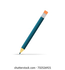 Pencil icon in flat design. Vector illustration. Pencil on white background with shadow.
