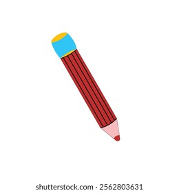 Pencil icon. Flat illustration of pencil icon for web design. Pencil sign illustration. Red icon on white background. Education design element