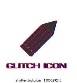 Pencil icon flat. Simple pictogram - Glitch effect. Vector illustration symbol