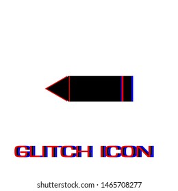 Pencil icon flat. Simple pictogram - Glitch effect. Vector illustration symbol
