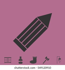 Pencil icon flat. Simple vector grey pictogram and bonus symbol