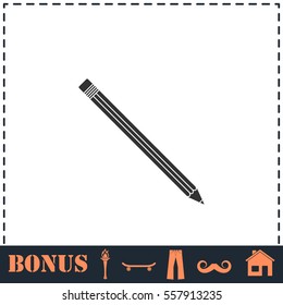 Pencil icon flat. Simple vector symbol and bonus icon