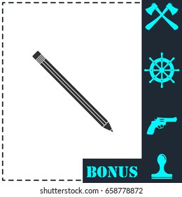 Pencil icon flat. Simple vector symbol and bonus icon