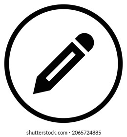 pencil Icon. Flat style Circle Shape isolated on white background. Vector illustration