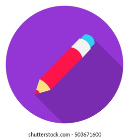 Pencil icon in flat style isolated on white background. School symbol stock vector illustration.