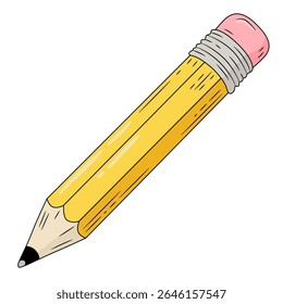 Pencil icon in flat style. Office supplies vector illustration on isolated background. Writing sign school concept.