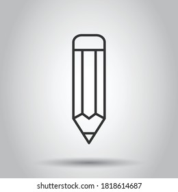 Pencil icon in flat style. Pen vector illustration on white isolated background. Drawing business concept.