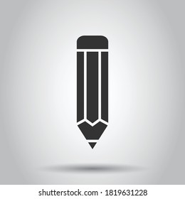 Pencil icon in flat style. Pen vector illustration on white isolated background. Drawing business concept.