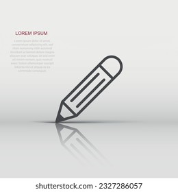 Pencil icon in flat style. Pen vector illustration on white isolated background. Drawing business concept.